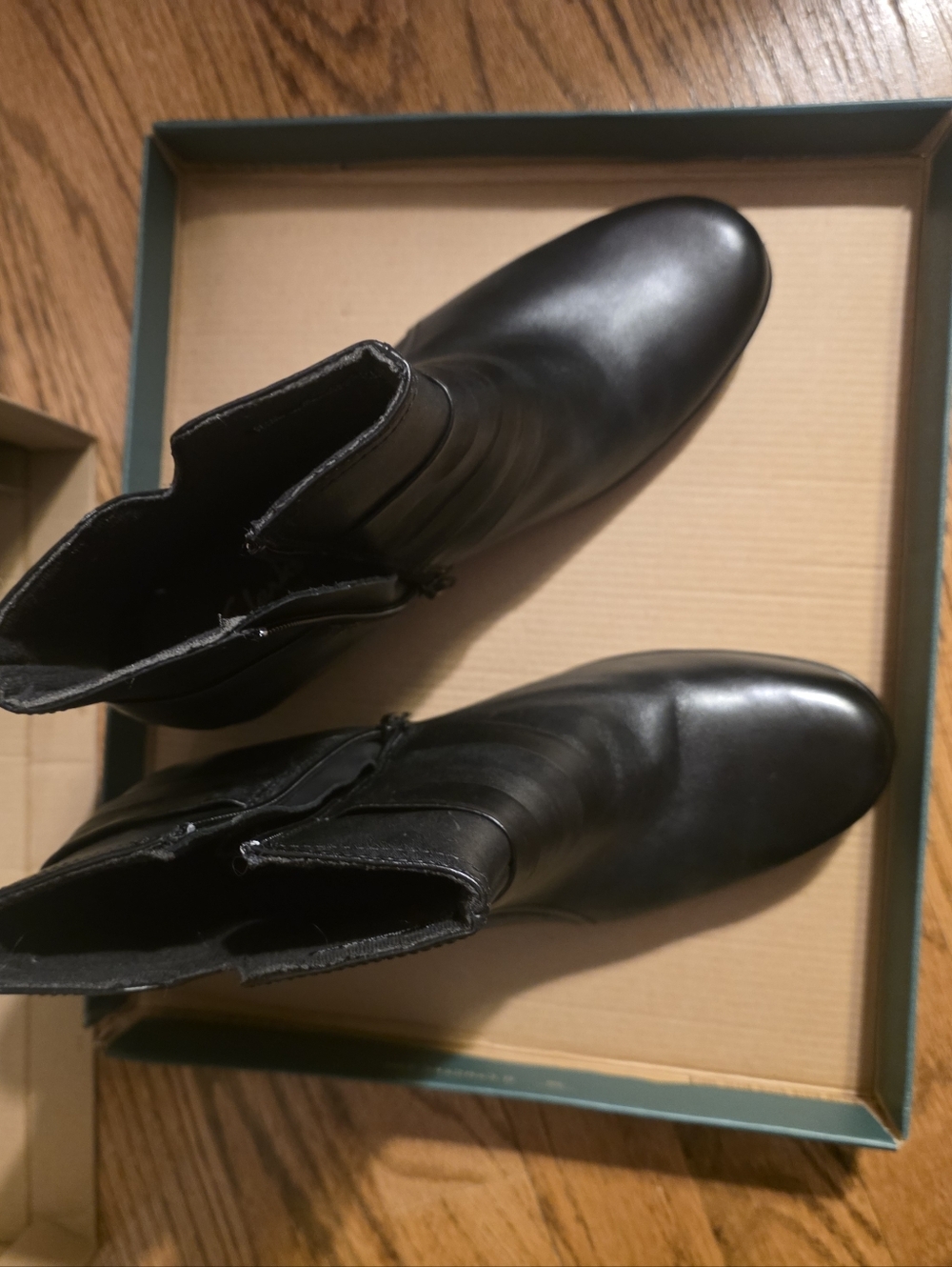 Womens Black Leather Zip Ankle Boots